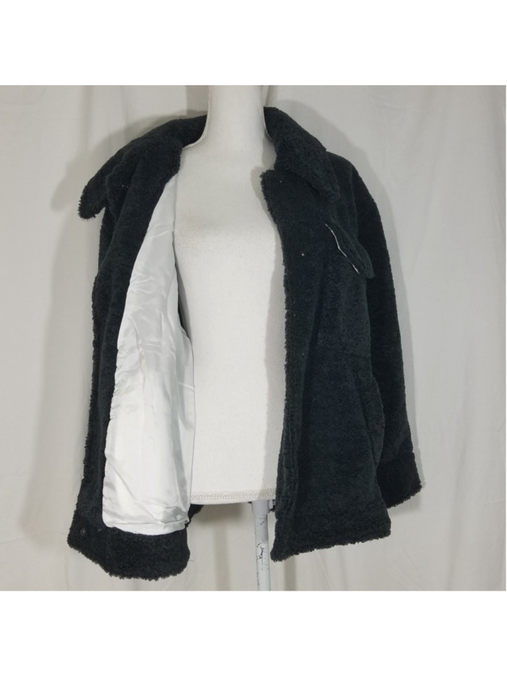 Something Navy Dark Gray Teddy Faux Shearling Jacket - Large NWT